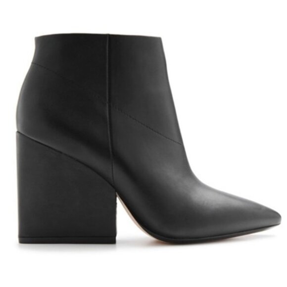 Loeffler Randall Lia Black Leather Ankle Heeled Zip Pointed Booties Size 10 - Picture 1 of 16
